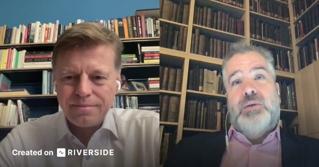 NEOS Abgeordneter Veit Dengler im Gespräch mit ÖGV Generalsekretär Stephan Blahut