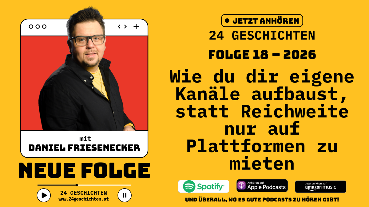 Neue Neue Podcastfolge 24 Geschichten mit Daniel FrieseneckerPodcastfolge 24 Geschichten mit Daniel Friesenecker
