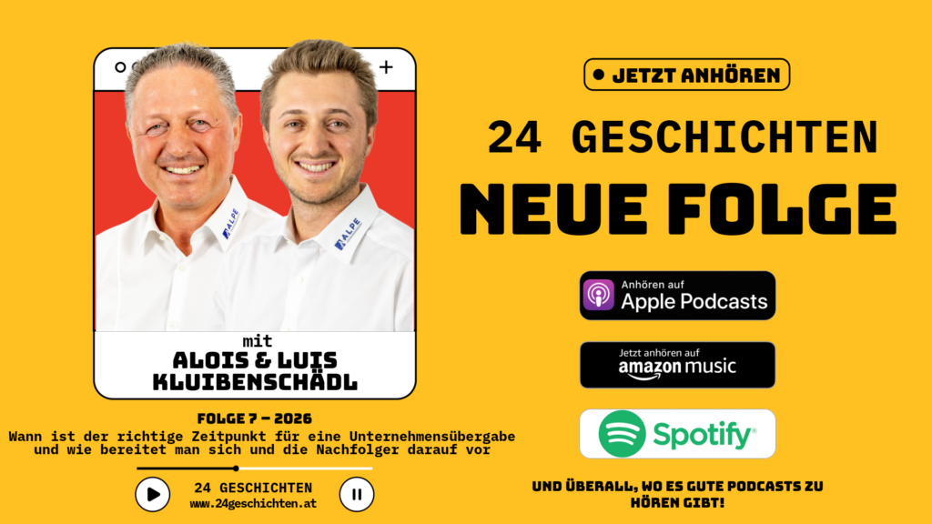 Neue Podcastfolge 24 Geschichten mit Alois Kluibenschädl und Luis Kluibenschädl ALPE Pipesystems